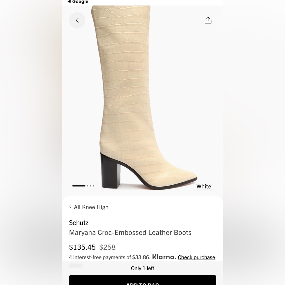 SCHUTZ Cream year round wear Maryann Croc-Embossed Heeled Boots. 10